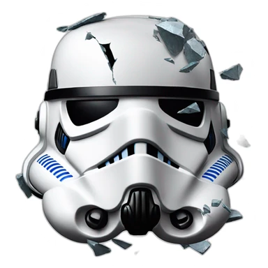 old stormtrooper shattered helmet showing part of face sticker