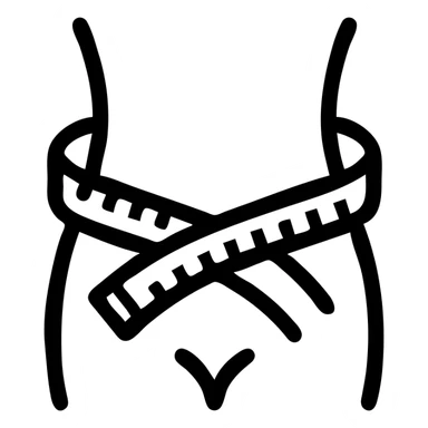 tape measure forming a loop around a waist, clean lines, easy to identify, no text sticker