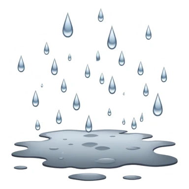 Raindrops falling from the sky, creating ripples on puddles and wetting surfaces. The atmosphere is grey and cloudy, with a soft, steady rain showering down sticker
