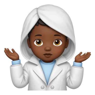 baby in white coat, black skin sticker