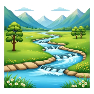 meadow and river, no mountains in the background sticker