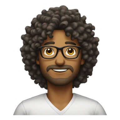 man with glasses and big curly hair sticker