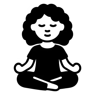 brunette girl with curly hair meditating, sitting cross-legged, solid filled icon sticker