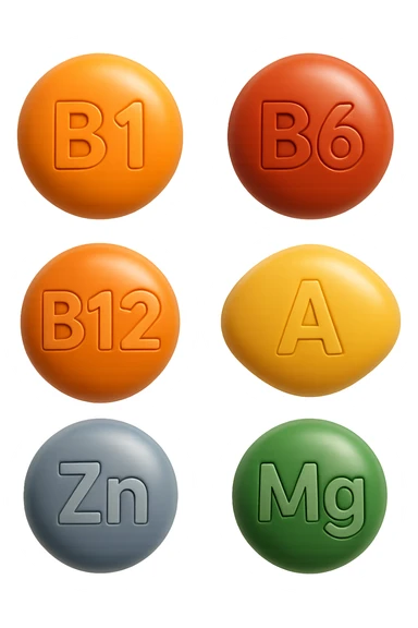 emoji stile iphone in 3d di vitamine del gruppo B, vitamina A, zinco, magnesio, iperrealistico 4k sticker