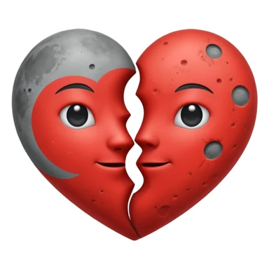 moon and mars heart sticker