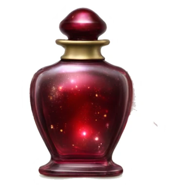 Dark red magic fairy sparkling old Antique oil perfume bottle with herbal and rose flowers sticker