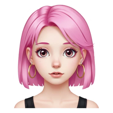 pink long haired girl pale long eyelashes hoop earrings sticker