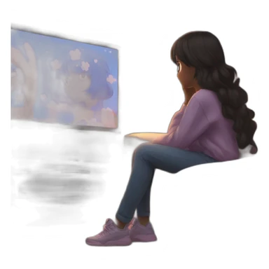 girl watching Anime on tv sticker