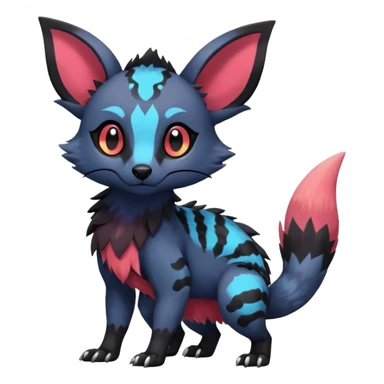 Rare realistic exotic cute gothic colorful Salandit-Eevee-Civet-species-Fakemon-hybrid-creature, with markings, full body sticker