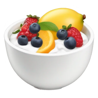 Yoghurt bowl with fruit sticker