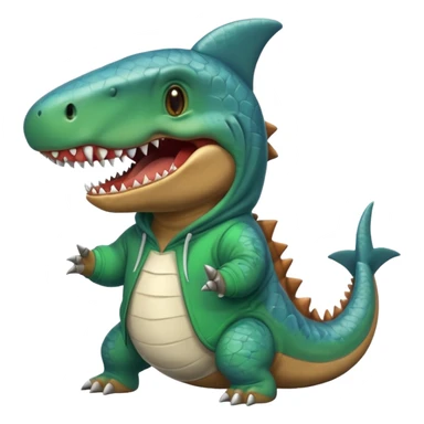 Dino wear shark hoodie sticker