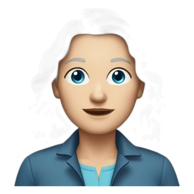 28 old women, white skin, long dark blond hair, blue eyes, red shirt in a gray jacket sticker