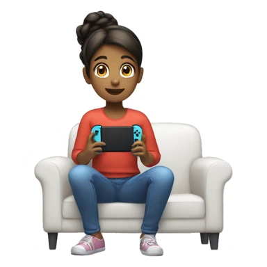 A girl is sitting and playing a Nintendo Switch sticker