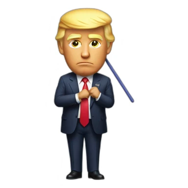Donald Trump with a limp rubber stick sticker