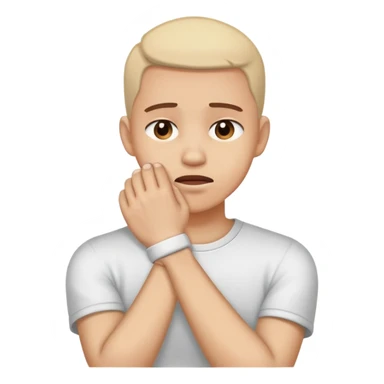 Person rubbing painful wrist with pained expression sticker