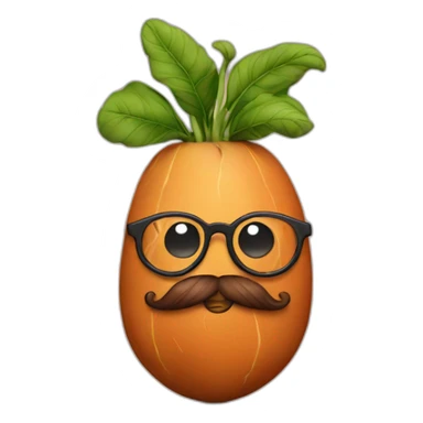 sweet potato with glasses and a beard sticker