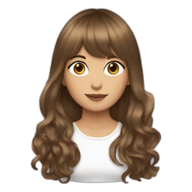 Brown long hair with curtain bangs ,white girl  sticker