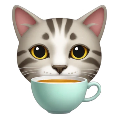 cat drinked tea sticker