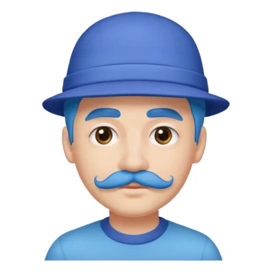 blue long haired man and small hat and pink mustache sticker