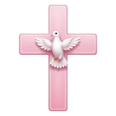 Pink and white simple cross with a dove at the corner  sticker