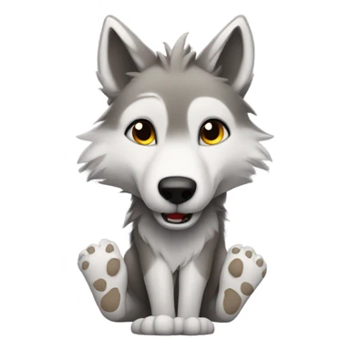 Wolf getting feet paws tickled sticker