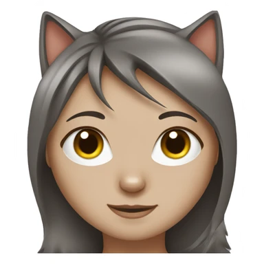 Grey cat with girl with brown hair sticker