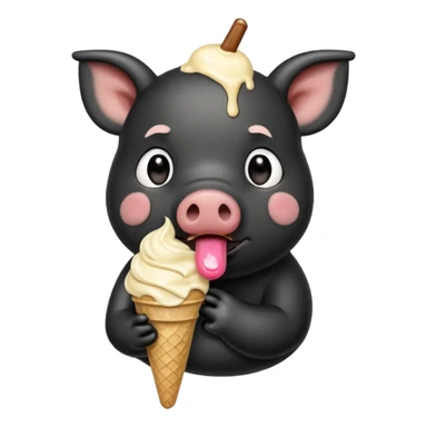 black pig with ice cream sticker