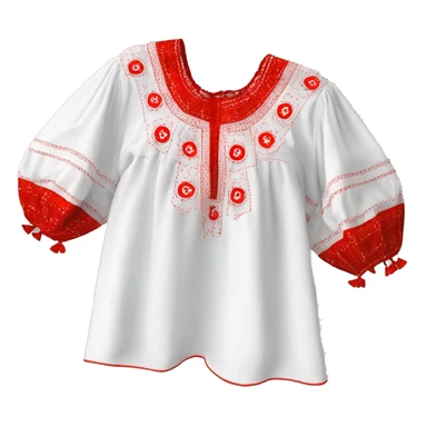  Blouse vyshyvanka, white with red round embodiary on sleeves sticker