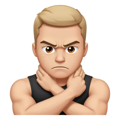 arms crossed holding neck angry guy sticker