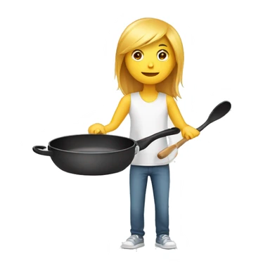 Stick figure with frying pan sticker
