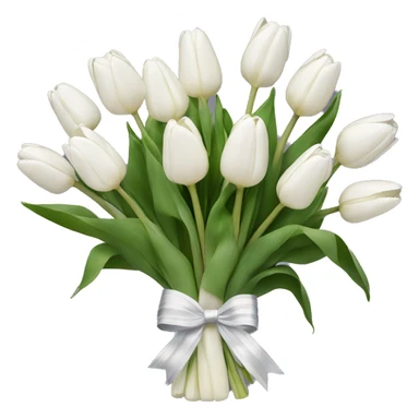 bouquet of white tulips with a bow sticker