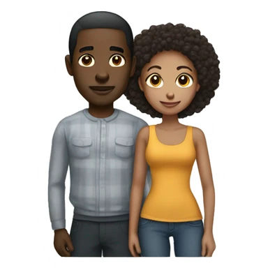 a black man with a lighskin woman sticker