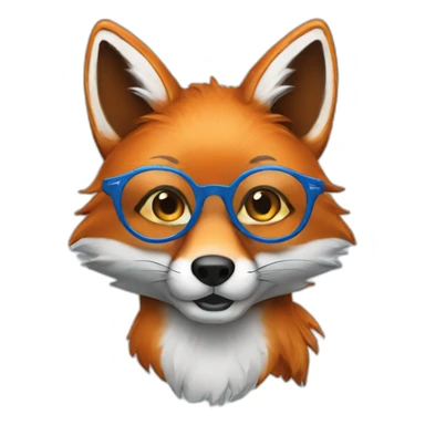 A Fox with blue round glasses sticker