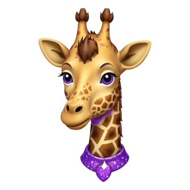 Girafa com colar roxo com glitter sticker