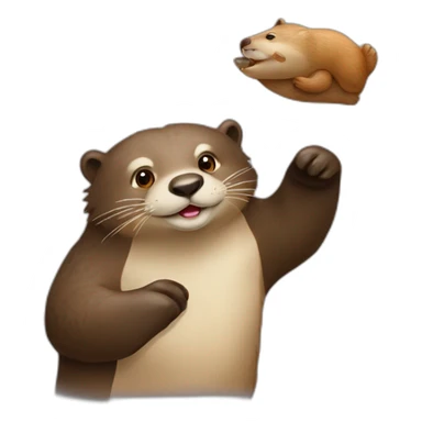 Loutre qui fait un câlin à un ours sticker