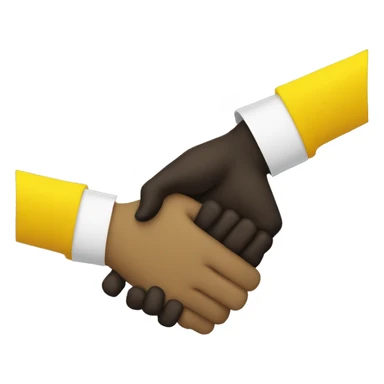 Black hand shaking yellow hand sticker