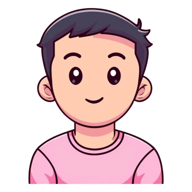 Man wearing pink long sleeve shirt with completely white eyes without pupils sticker