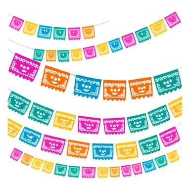 festive one garland of colorful mexican papel picado sticker