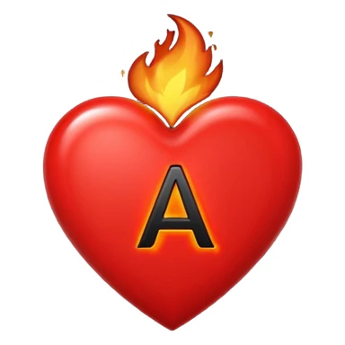fireheart with letter A, heart is red and colour of A is black sticker