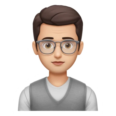 generate a pretty bratz emoji 
Make her look like hrithik roshan wearing white tee with a grey v neck sleeveless weater vest over it. wearing rectangle spectacles

he should look exactly  like hrithik roshan. looking autistic sticker