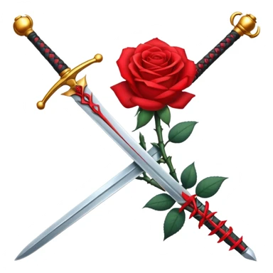 Crossed weapons with a rose sticker
