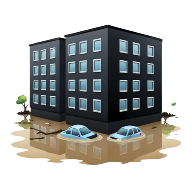 an apartment complex in flood sticker