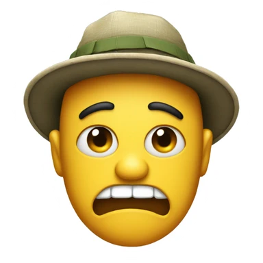 an angry emoji wearing a fishing hat sticker