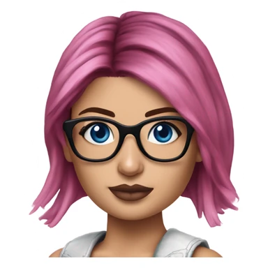 Photo Realistic kylie jenner stylish pink hair BLUE eyes and glasses edgy sticker