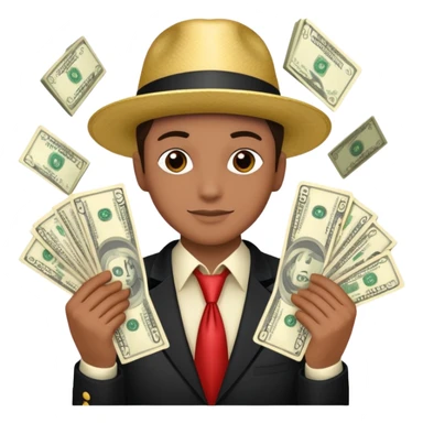 Add more cash flying around, bundles of US dollars, casino winnings vibe, lucky flight, jackpot feeling sticker