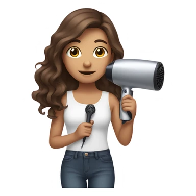brown haired girl holding a hair dryer sticker