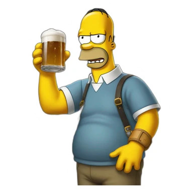 Homer Simpson drink a beer sticker