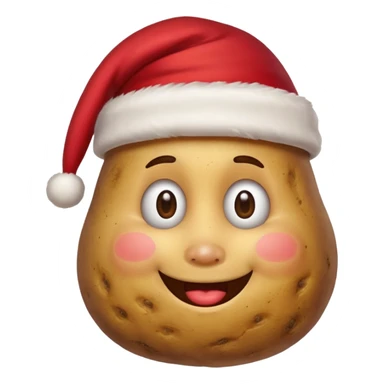 Potato with a face and a Santa Christmas hat on sticker