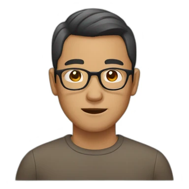 Ugly Asian man wear glasses with brown skin sticker