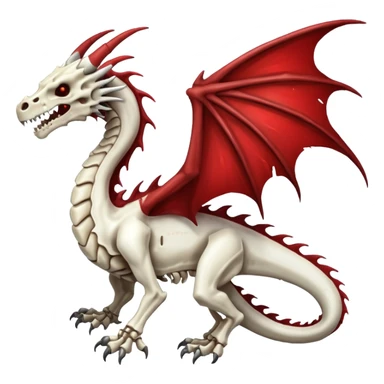  White skeletal skeleton bone dragon with some blood sticker